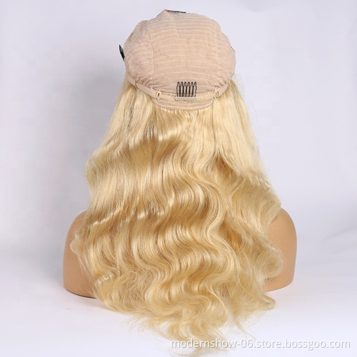 100% Virgin Human Hair Lace Front Wig Transparent 613 Brazilian Hair Swiss Lace Long Straight, Body Wave 1-2 Year Average Size